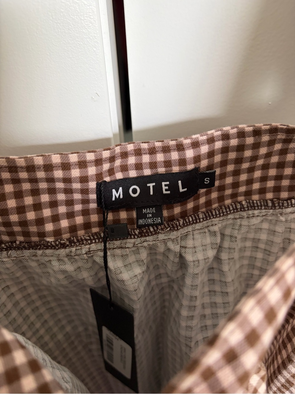 Motel Rocks Brown Gingham Ruffle-Strap Mini Dress - Picture 3 of 6